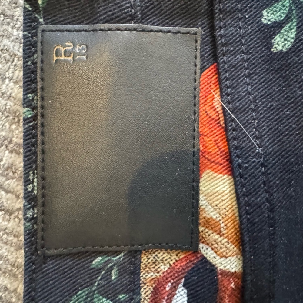 R13 Black Jean with Fun Multicolor Floral Print - Picture 5 of 13